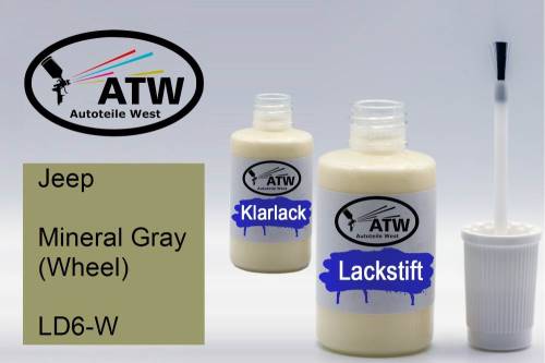 Jeep, Mineral Gray (Wheel), LD6-W: 20ml Lackstift + 20ml Klarlack - Set, von ATW Autoteile West.